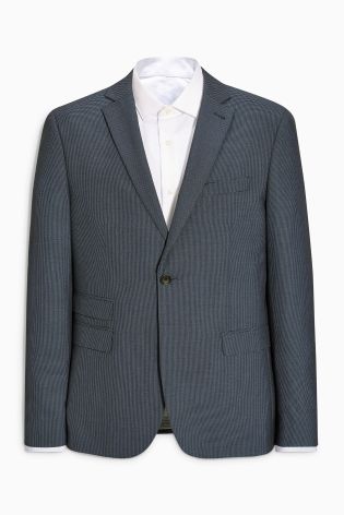 Blue Micro Gingham Skinny Fit Suit: Jacket